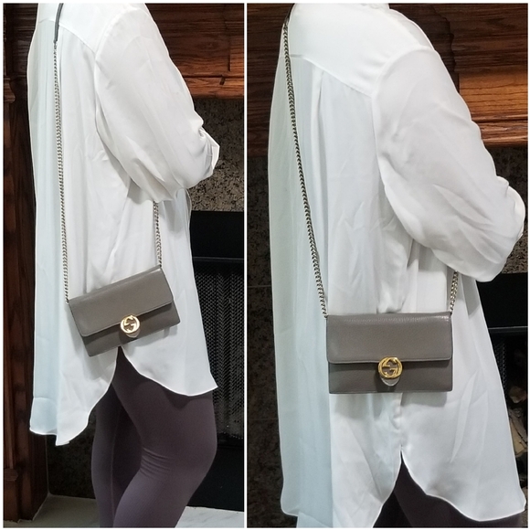 GUCCI WALLET ON CHAIN INTERLOCKING GG DOLLAR CALFSKIN Leather - Picture 3 of 16